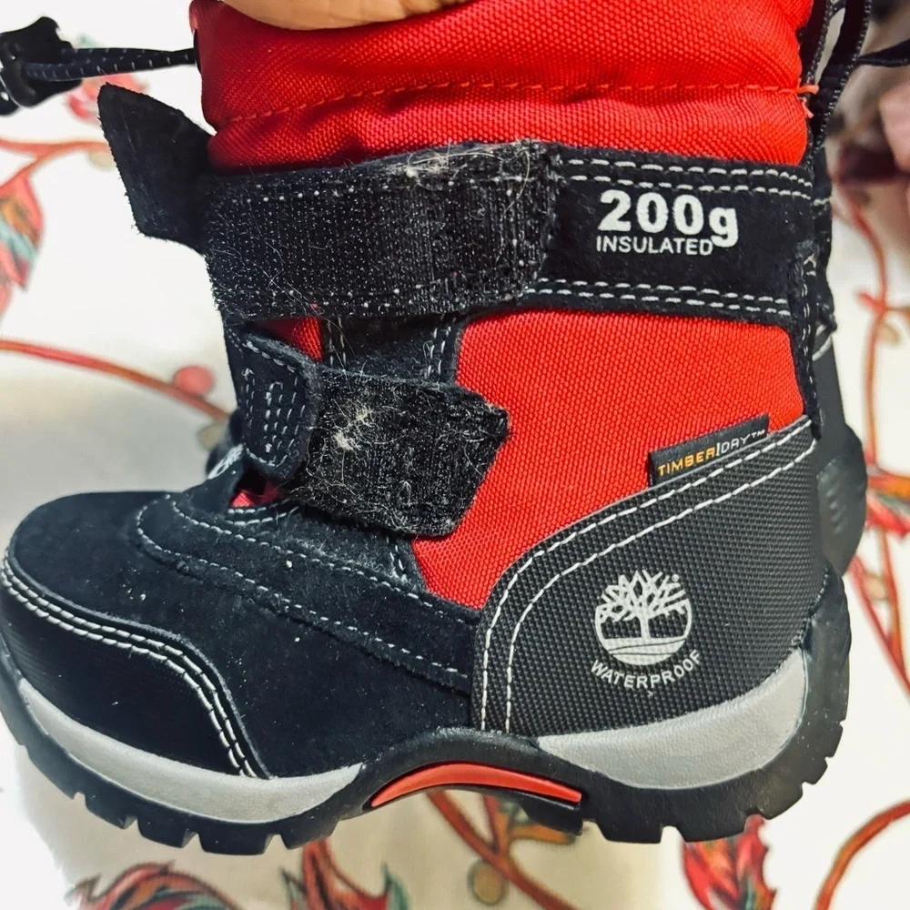 Timberland Thermolite 200 Gram Snow Boots black Red Lining EUC